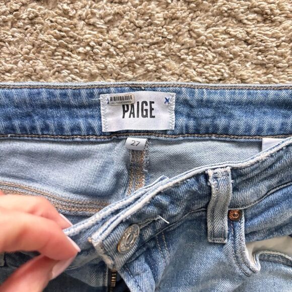 PAIGE Light Wash Sarah Straight ankle Distressed Jeans Size 27 - Picture 3 of 4